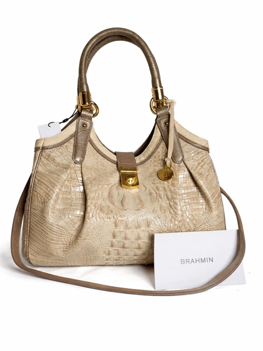 Brahmin Elisa Limestone Tri-Textured Leather Purses